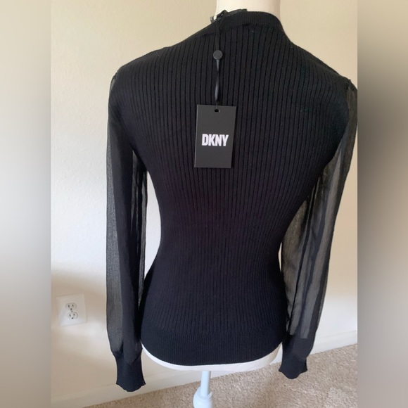DKYN Sheer Sleeve Ribbed Sweater - Picture 5 of 8
